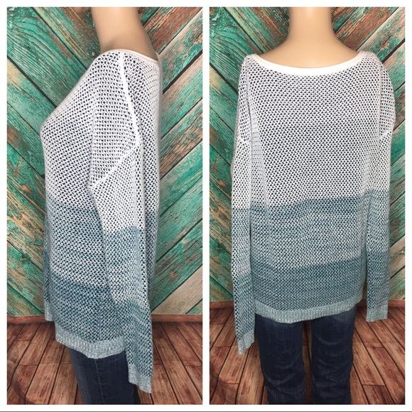 Vince Ombré Blue Cotton Striped Sweater - Picture 5 of 5